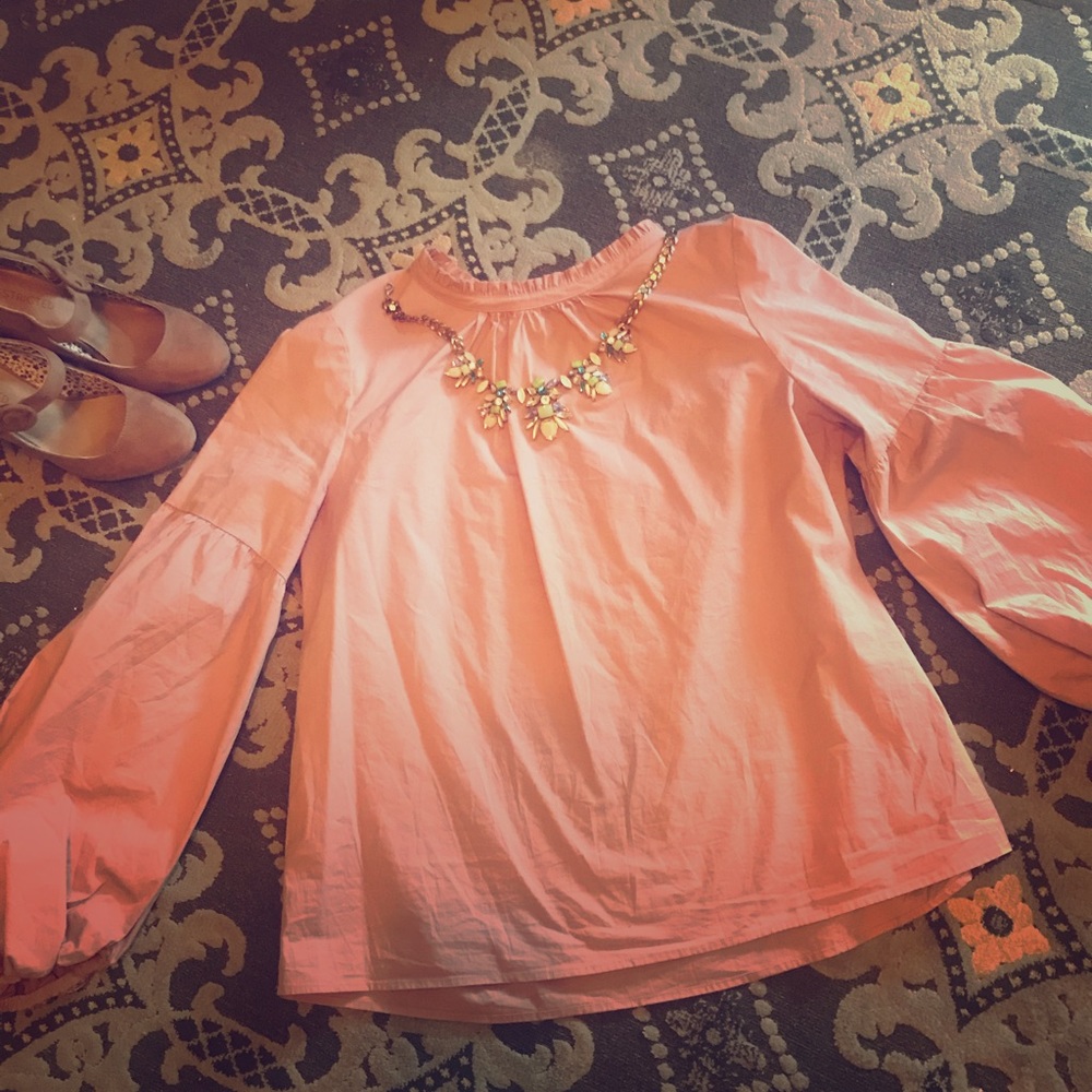 Pink puffed sleeve blouse.